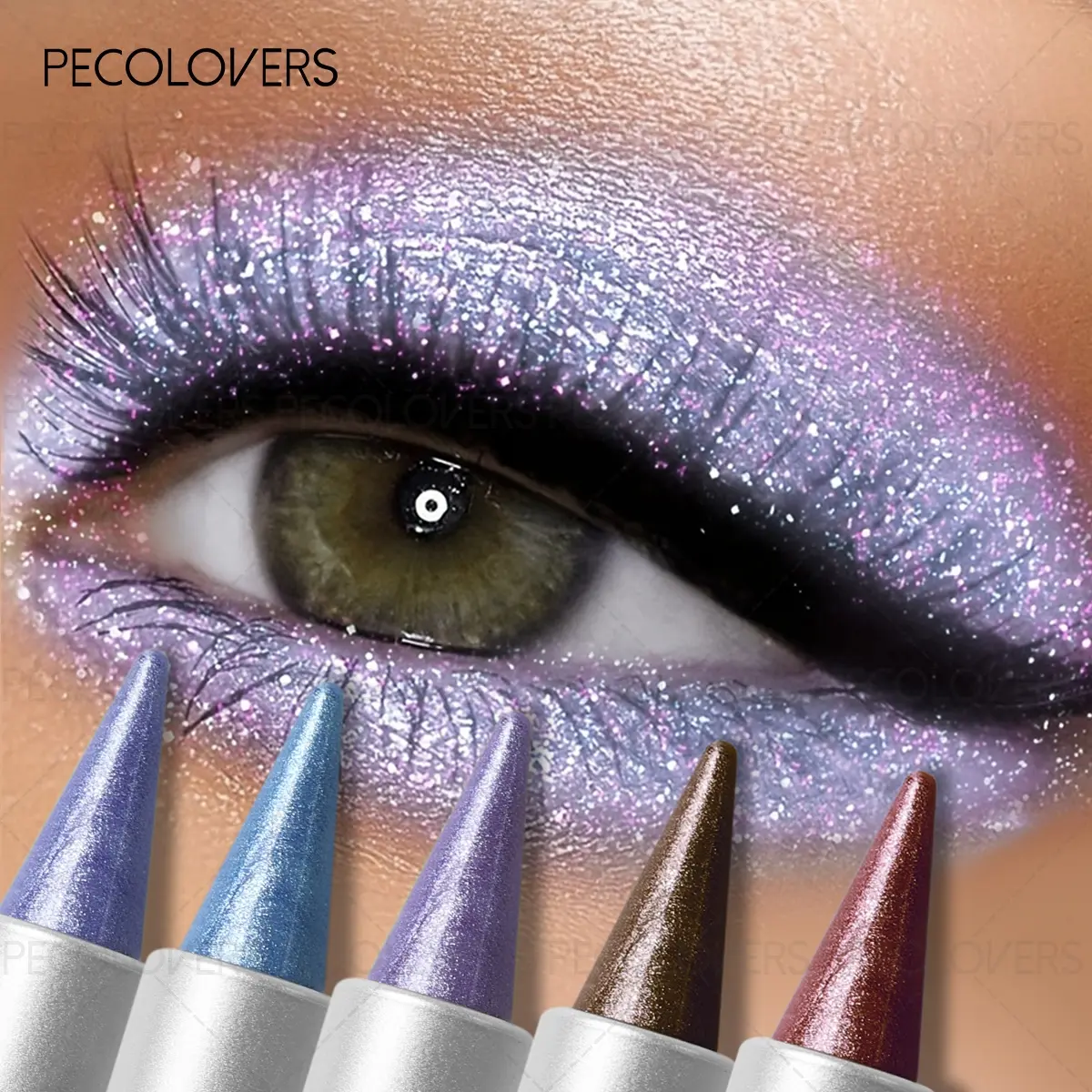 1PC Glitter Multi-Color Eyeshadow Pencil, Waterproof Sweatproof Monochromatic Purple Metallic Shimmer Finish, for Bold Eye Makeup Looks, Suitable for Music Festival