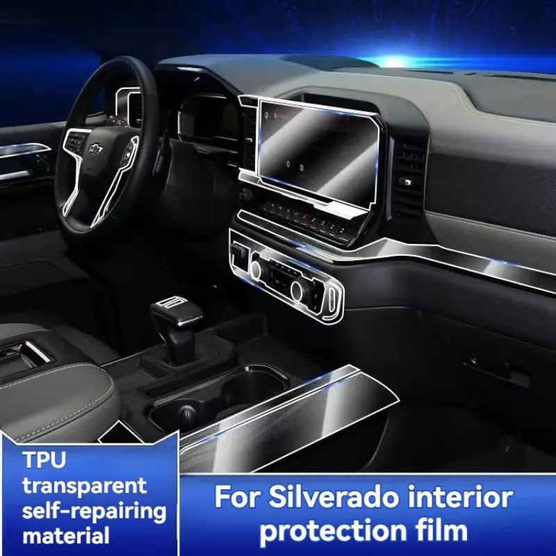 Full Interior Protection Kit for Chevrolet Silverado, Clear TPU Self-Healing Film, Anti-Scratch Protective Wrap for Car Interior Accessories, Auto Accessories