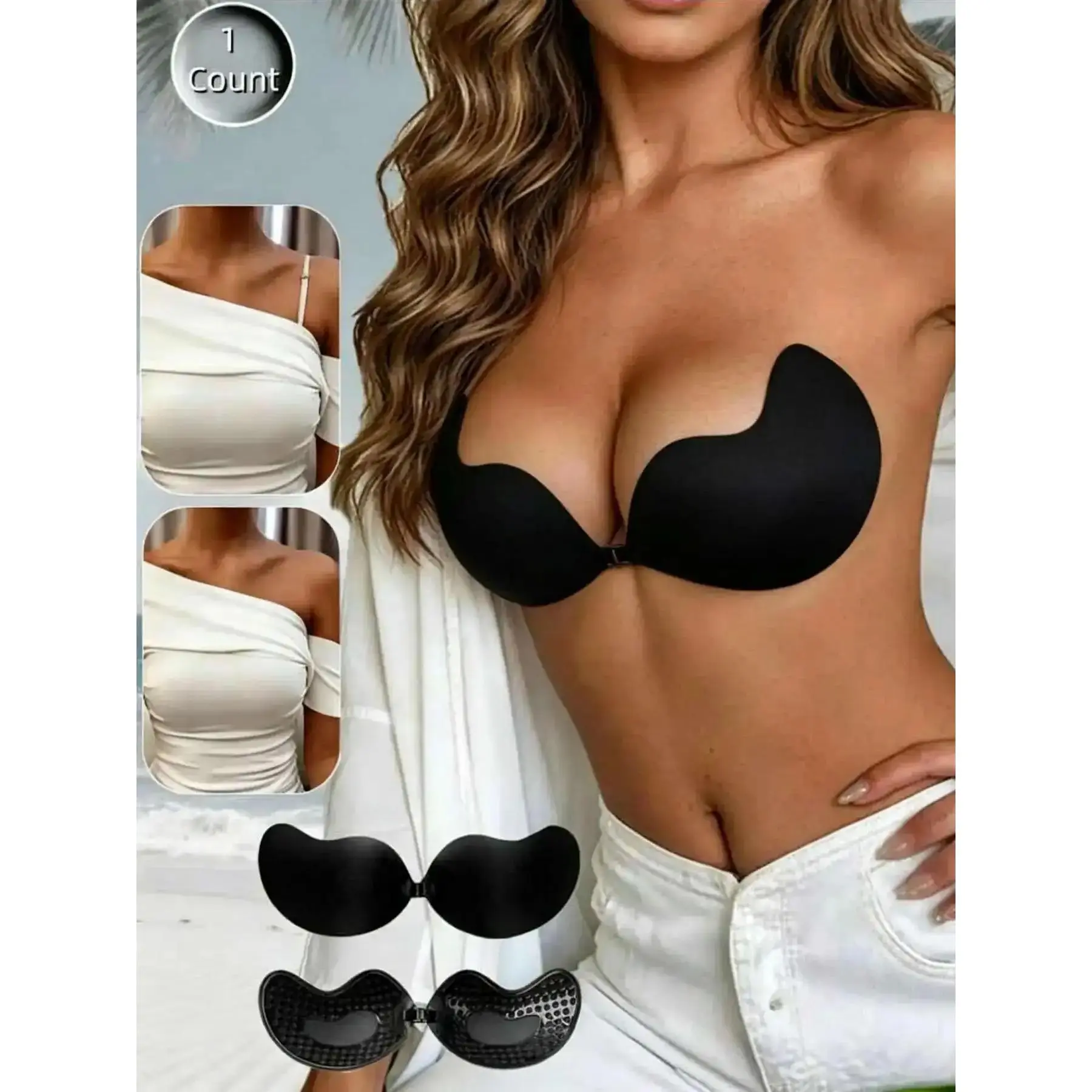 2 Counts Women's Invisible Sweat Proof Nipple Covers Reusable Washable Ultra Thin Edge Nipple Pasties Mango Shape Breast Covers Adhesive Non Slip Silicone Nipple Covers For Strapless Gowns