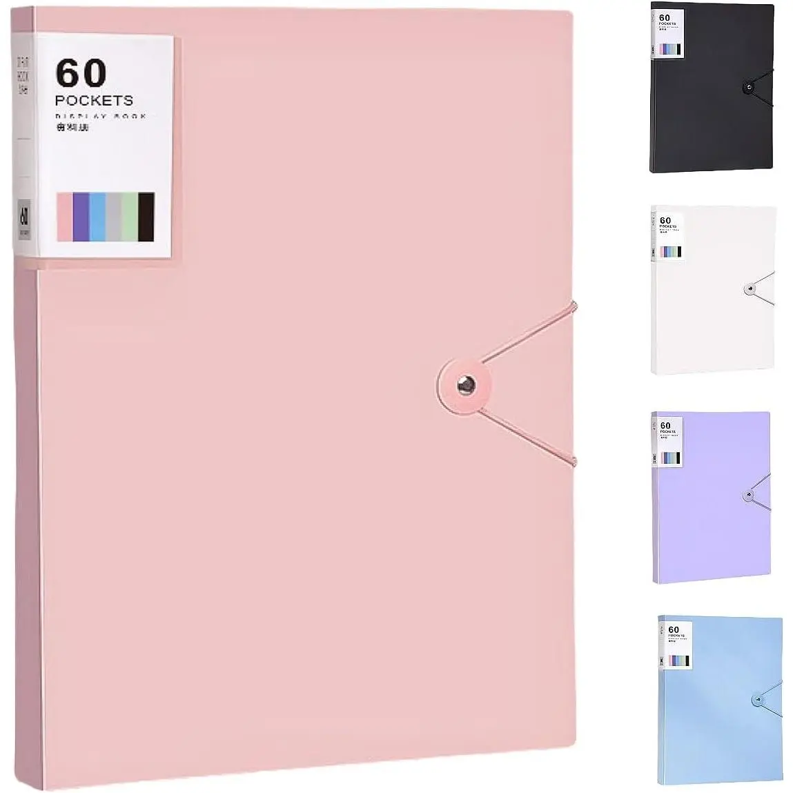 60-Pocket Binder with Plastic Sleeves 8.5x11, Heavy Duty Art Portfolio Folder with Clear Sheet Protectors, Display 120 Pages, Presentation Book  Artwork, Document Organizer, Pink