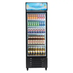 VEVOR Commercial Merchandiser Refrigerator, 15.9 Cu. Ft/ 450 L Glass Door Display Refrigerator, Upright Beverage Cooler with Customizable Lightbox, 4 Adjustable Shelves Soft LED Light for Home Shops