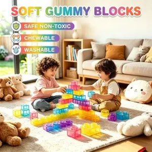 Soft Rubber Building Block Toy, Safe and Creative Puzzle for Kids, Sensory Stress Relief, Early Stem Learning, Baby Gift, Birthday Present