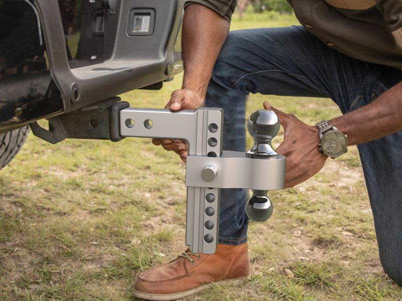 Adjustable Trailer Hitch, 8 Inch Drop Hitch Ball Mount (Fits 2-Inch Receiver), 12,500 LBS GTW, (2" & 2-5/16") Chrome Plated Steels Balls, Aluminum Tow Hitches with Two Anti-Theft Pins Locks