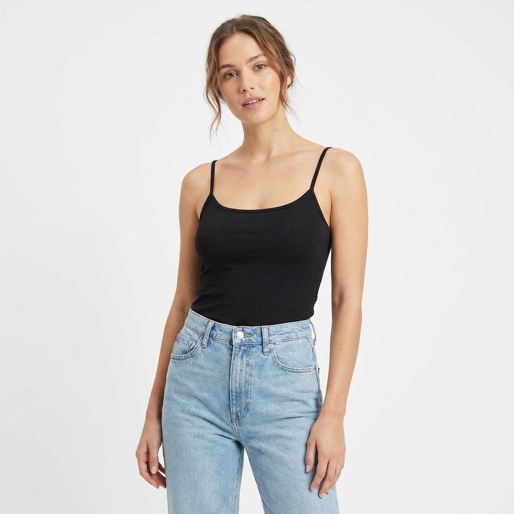 Women's Basic Black & White Slim Fit Cami Tank Top