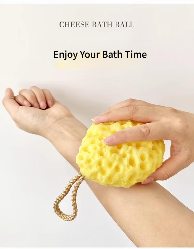 Cheese-shaped honeycomb bath sponge, extra-large soft bath brush, expands when wet to produce rich foam, durable and not easily disintegrated body exfoliator