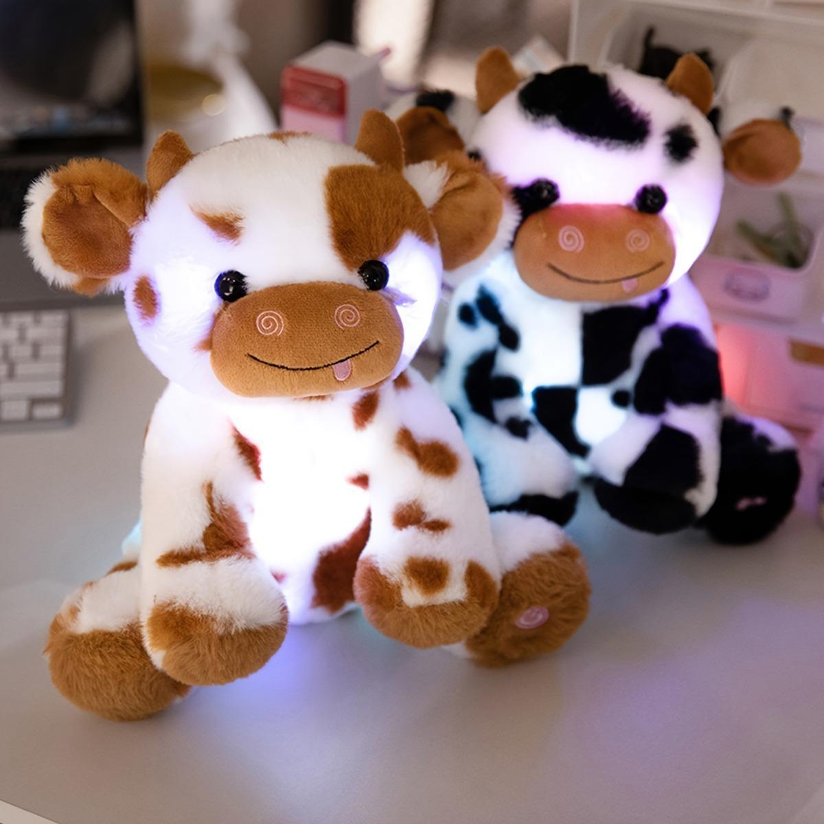 Cow Design Plush Toy, Huggable Stuffed Animal, 1 Count Cute Glow in the Dark Cow Plush Doll, Lighting Up, Birthday Gift for Teenagers, Home Decor
