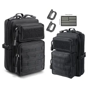 Molle Utility Pouch, EDC Tool Pouch Phone Pouches Mini Waist Pouches Medical EDC Pack Mini Design of 3-Day Backpack Free 1 flag badge and 2 carabiners