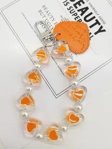 Colorful Resin Heart Bead Keychain, Cute Door Knob Pendant, Unique Bag Accessory, Stylish Gift Idea, Charming Heart Pattern