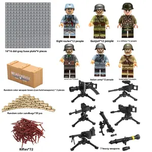 Multi-Style Vintage Historical Uniform Brick Minifigures Full Scene Display Kit, Small Particle Interlock Bricks With Baseplate, Storage Boxes, Sandbags & Assorted Historical Decor Props, DIY Assembly Collectible Gift Set For History Lovers