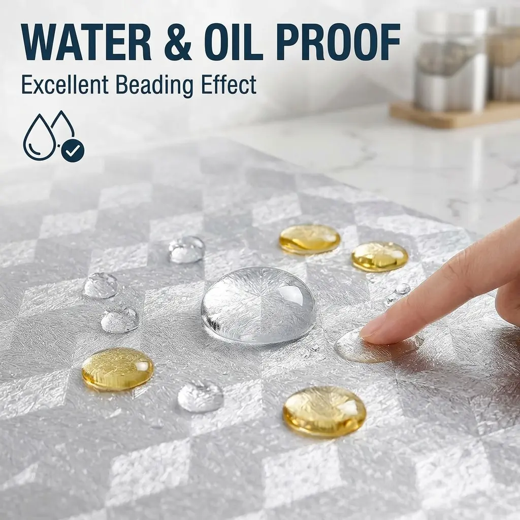 Kitchen Oil-Resistant Wallpaper, Self-Adhesive Fireproof High-Temperature Wall Paper, Waterproof Moisture-Proof, Removable Aluminum Foil (40cm*3m)