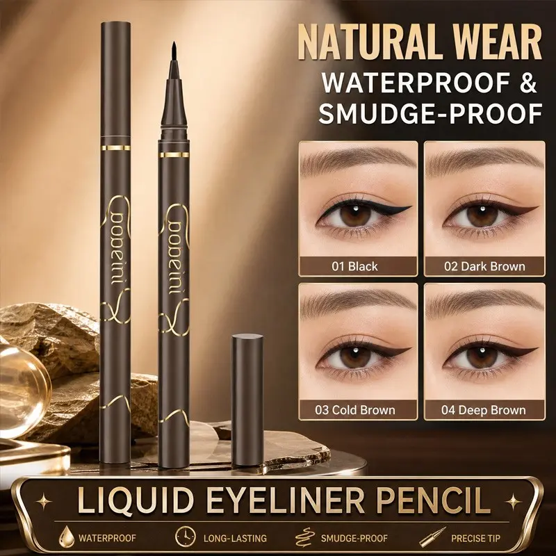 Precision Eye Lining Gold Stylish Liquid Eyeliner, Water Proof, Gentle Even Color Application, Smooth Finish, For Young Girls Loving Korean Nude Makeup