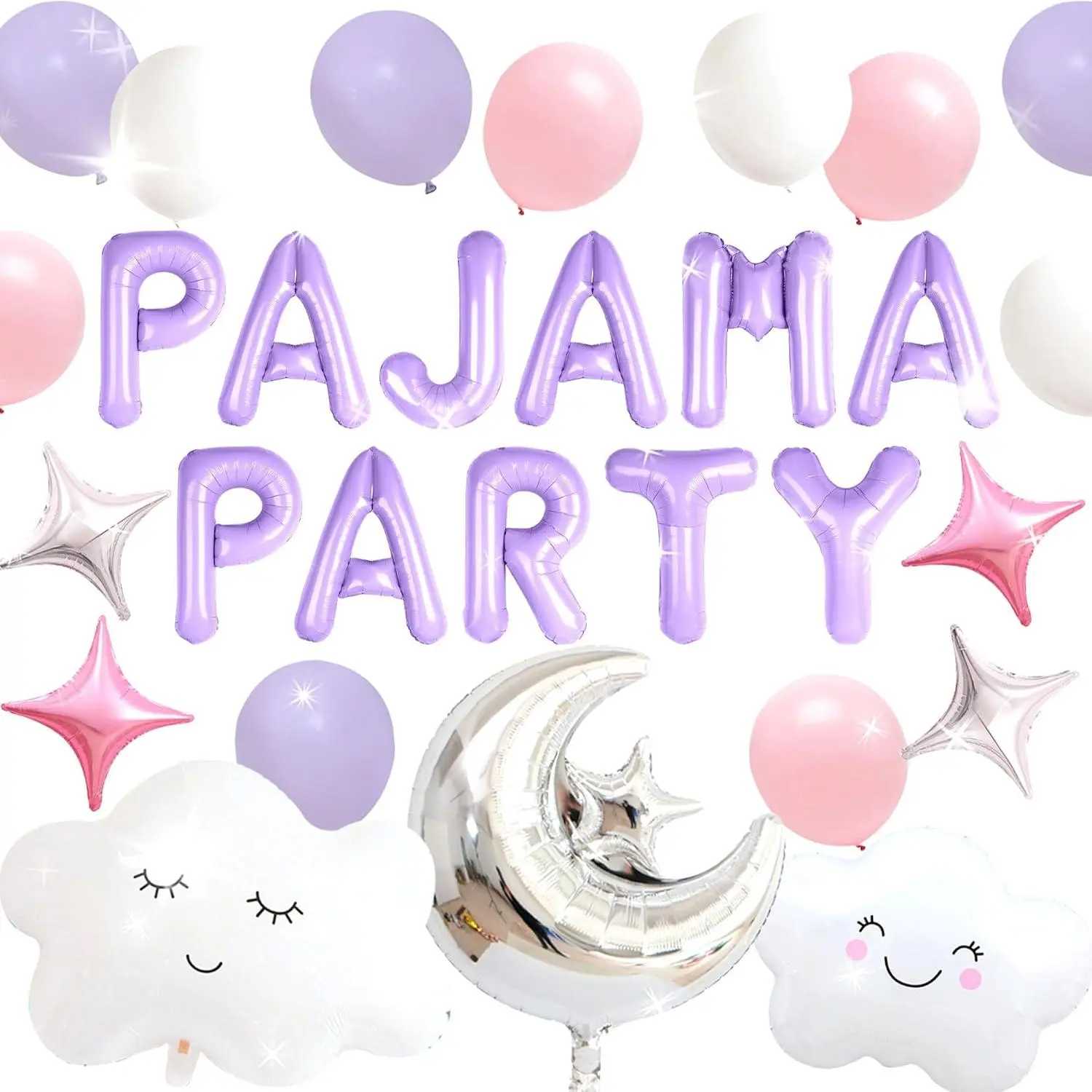 Pajama Party Decoration Sleepover Party Supplies Girls Moon Star for Girls Pajamas Slumber Night Out Party Decoration for Birthday Baby Shower Bridal Shower