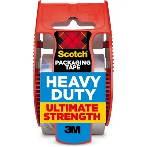 Scotch Heavy Duty Shipping Packing Tape, Clear, Shipping and Packaging Supplies, 1.88 in. x 27.7 yd., 1 Tape Roll with Dispenser