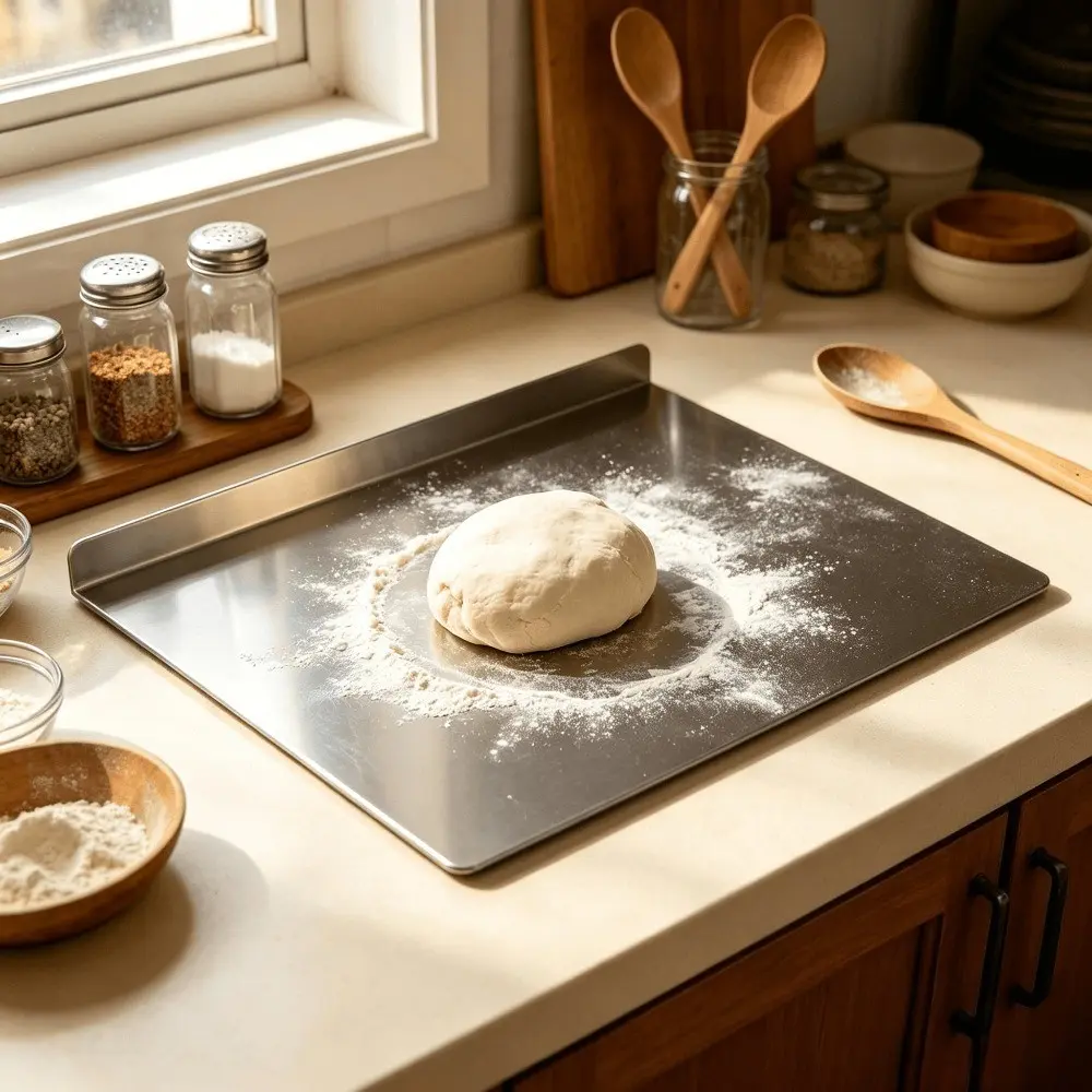Nordic Style Baking Set, Stainless Steel Dough Board + Seal Clip, Non-Stick Easy Clean Moisture Proof, Home Kitchen Essential