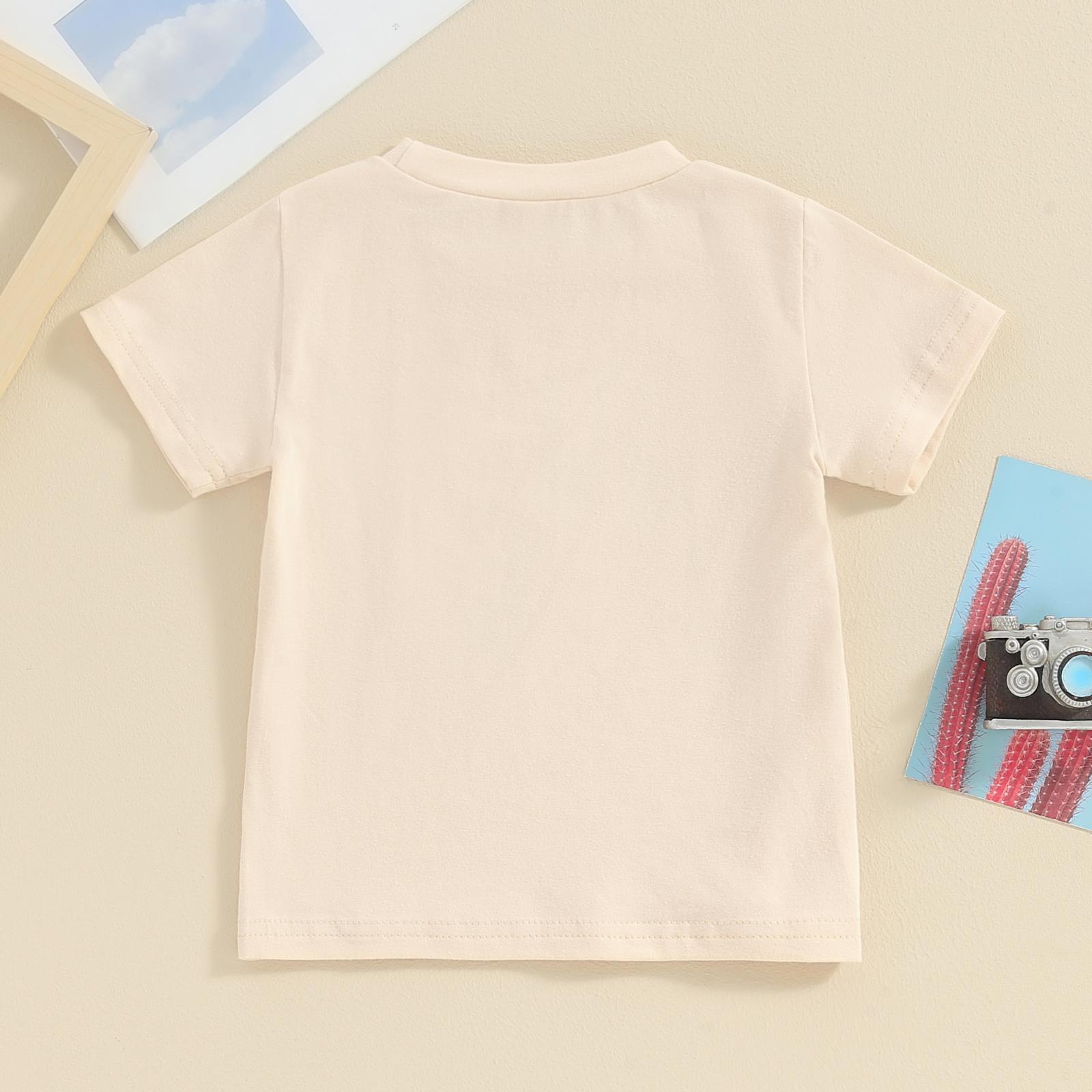 Toddler Baby Boy Girl Summer Tops Casual Round Neck Short Sleeve Letter Print T-Shirt Toddler Kids Summer Clothes Outfits