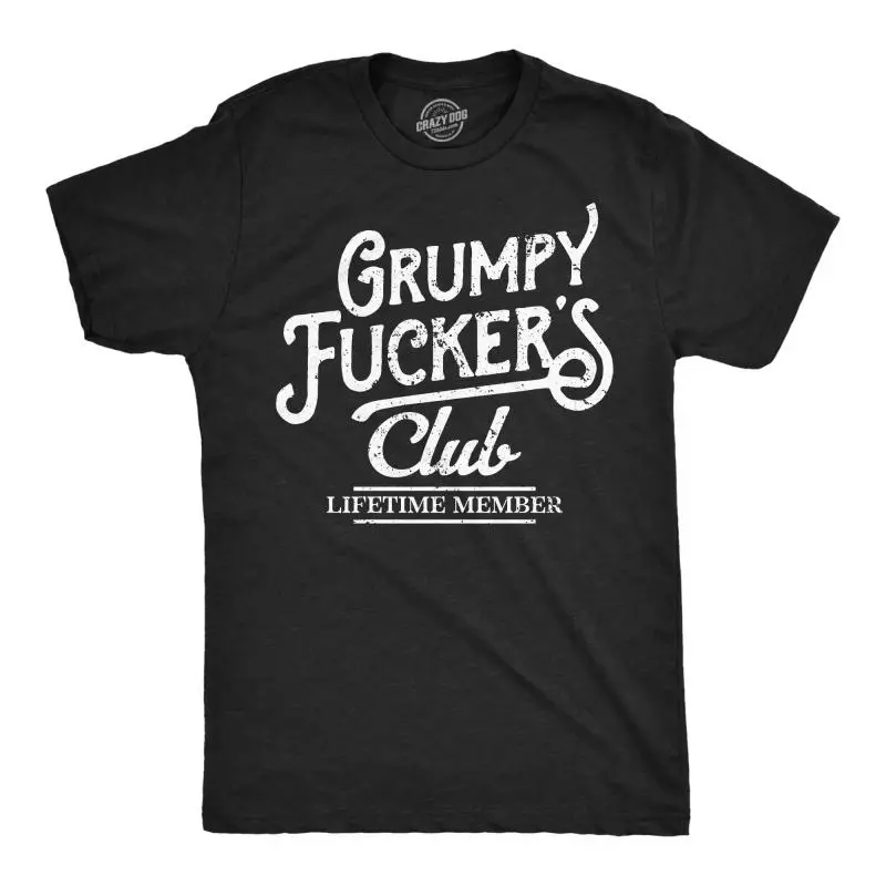 Men's Grumpy Bastards Club Funny Novelty T-Shirt - Sarcastic Retro Vintage Cool Short Sleeve Top with Graphic Print, Soft Breathable Casual Versatile Round Neck Black Tee for Men as Father Gift, Prints, Shortsleeve,Monaco,bac,Neck Ragl,fashi,s,,,,s,su,upf