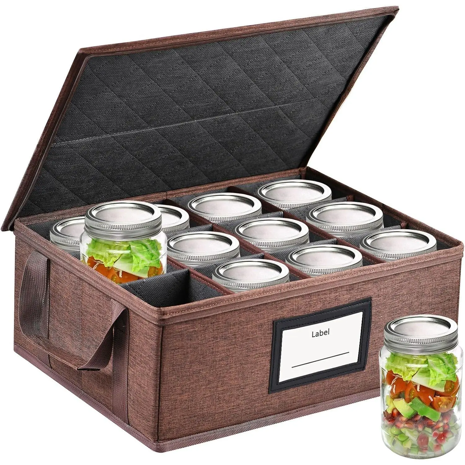 32 oz Mason Jar Storage Containers - Sturdy Canning Jar Storage Boxes Organizer, Foldable Carrier Bag with Handles and Dividers, Holds 12 Quart Mason Jars,  Canning Supplies (Quart)