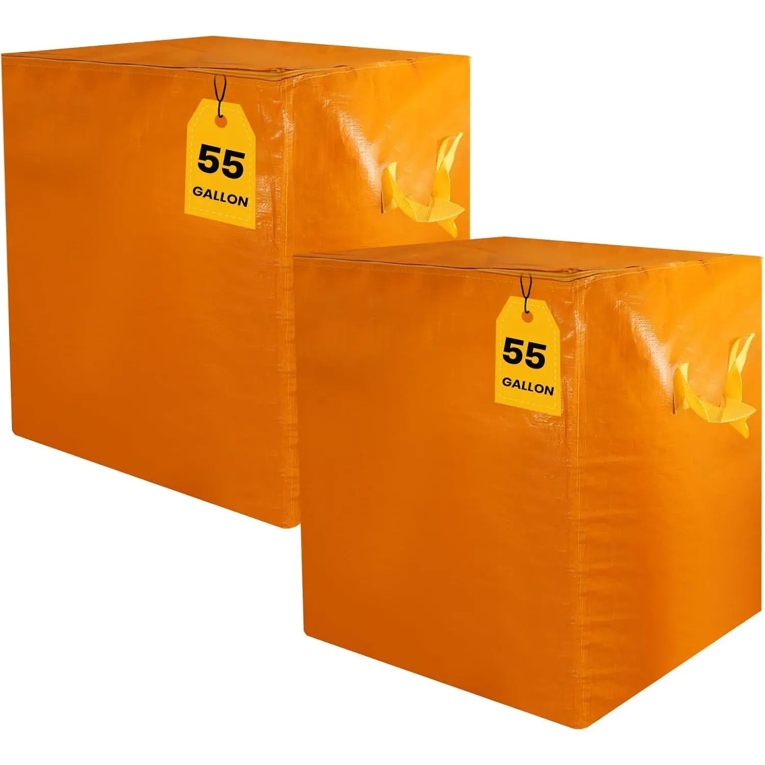 2 Pack 55-Gallon Duty Moving Bags, Large with Zipper, Alternative to Moving Boxes for, Seasonal Clothes, Moving, College Dorm (Orange)