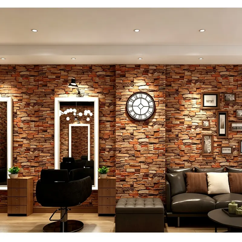 1 Roll  17.72 x 236.22 Inches 3D brick peel and stick wall sticker with adhesive backing, waterproof oil resistant moistureproof retro design, wall skirt and dining room background wall renovation decor