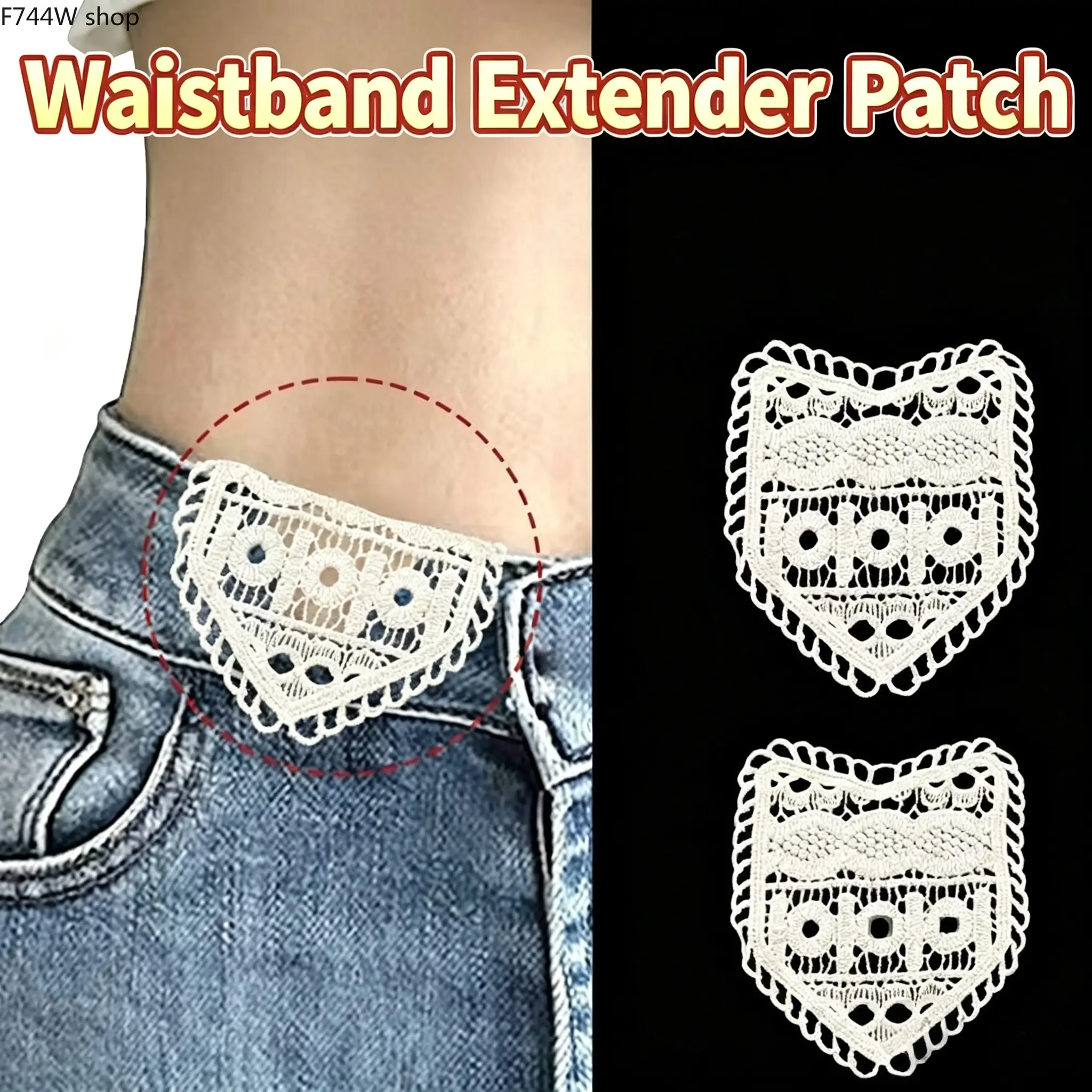 10+1 Pcs Jeans Waist Extender, Adjustable Pants Waistband Extension with Lace Embroidered Fabric Insert, Comfortable Clothing Size Adjustment Accessory