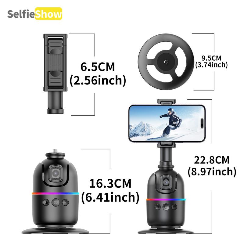 360° Rotatable Phone Holder, USB Rechargeable Smart Face Recognition Selfie Stick, Anti-shake Panoramic Shooting Phone Holder for Travel & Photography, Rotating Stand 360° Rotatable Phone Holder, USB Rechargeable Smart Face Recognition Selfie Stick, Anti-shake Panoramic Shooting Phone Holder for Travel & Photography, Rotating Stand