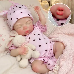 Otarddolls 13-Inch (32-33cm) Solid Silicone Newborn Girl Doll Luna, Open Mouth Design, Lifelike Skin Details, Poseable Limbs, Soft Hand-Painted Reborn Doll Toy for Children's Birthday Gifts (Can Take a Shower)