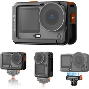 K&F CONCEPT Cage + Foldable Quick Release Mount Kit Compatible with DJI Osmo Action 6 Only, Protective Expansion Frame Case with Cold Shoe Mount| 1/4" Screw Adapter for Tripod, Selfie Stick Vlogging