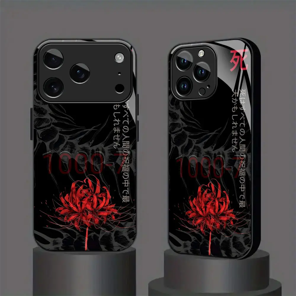 Tokyo Ghoul Gothic Anime Art Anime Higanbana TPU Silicone Case - 9H Glass Build Back, Anti-Scratch, Shockproof, Glossy Dark Aesthetic, Wireless Compatible for iPhone 17/16/15/14/13/12/11 Pro Max Plus, Accessories, Iphone 15