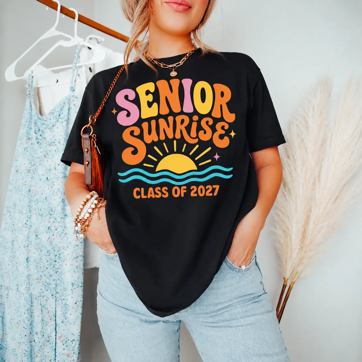 Senior Sunrise 2027, Class of 2027 Tee, Graduation Matching School Shirt, Graduation Gift, Class Of 2027 Shirt, High School Senior Tee, Graduation Shirt, Full Size, Full Color