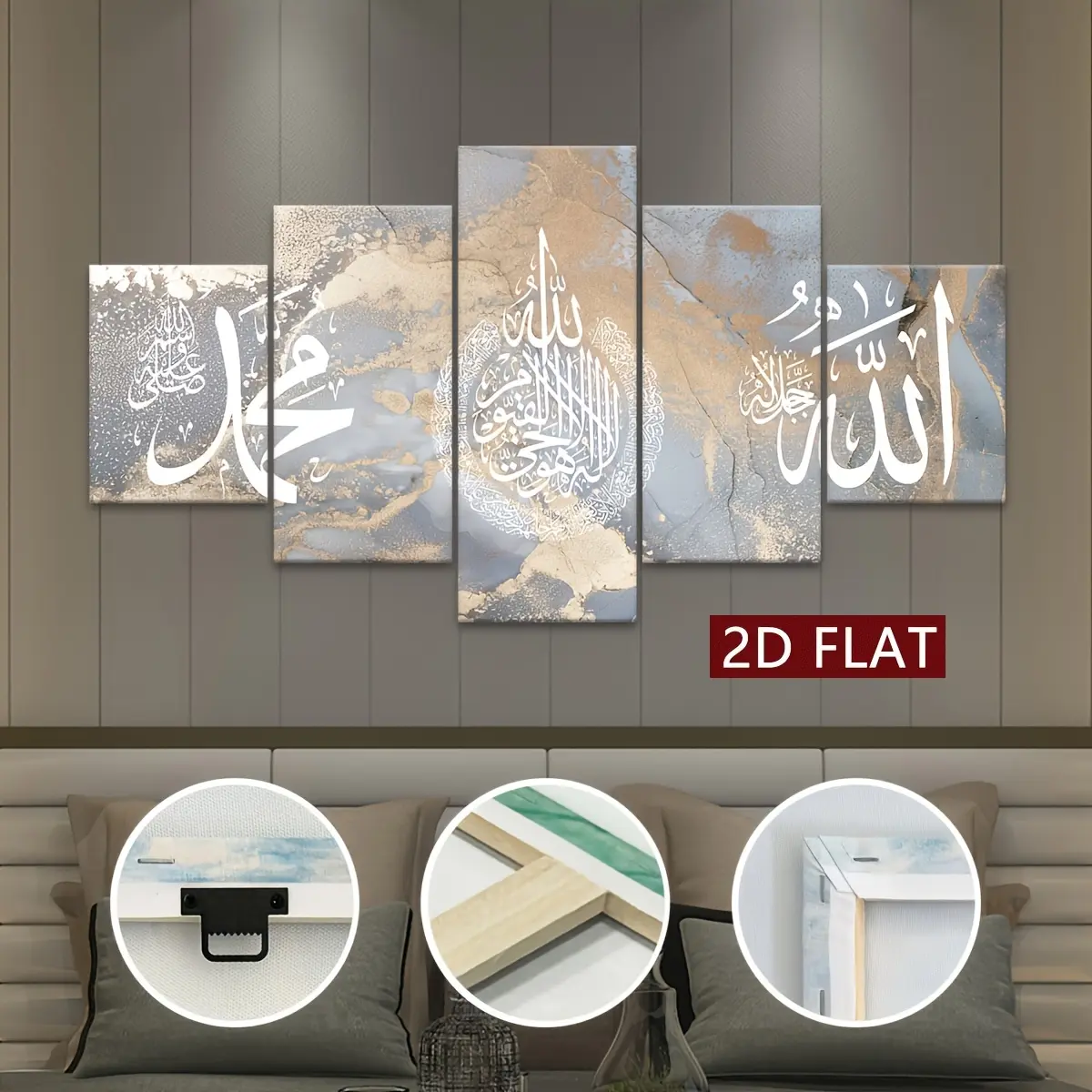 2D Flat Style, [2D Flat] 5-Panel Framed Cloth Posters, 5-Piece Scene Art Set, Modular Decor Paintings, Printed Oil Paintings, Modern Art Style, Ideal Decor For Bedrooms, Living Rooms, Kitchens And Dorms, Wall Accent, Great Gift For Family And Friends, Mur
