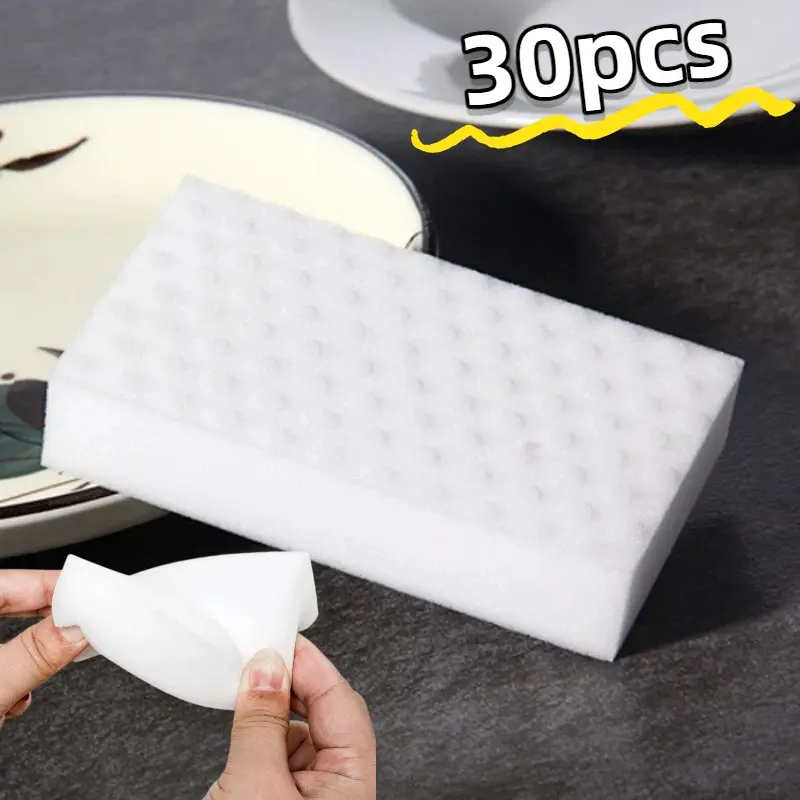 30 Nano Sponge Compressed Cleaning Blocks, Kitchen Bowl Brush, Cup Washing Scrubber, Stain Remover, Durable & Effective