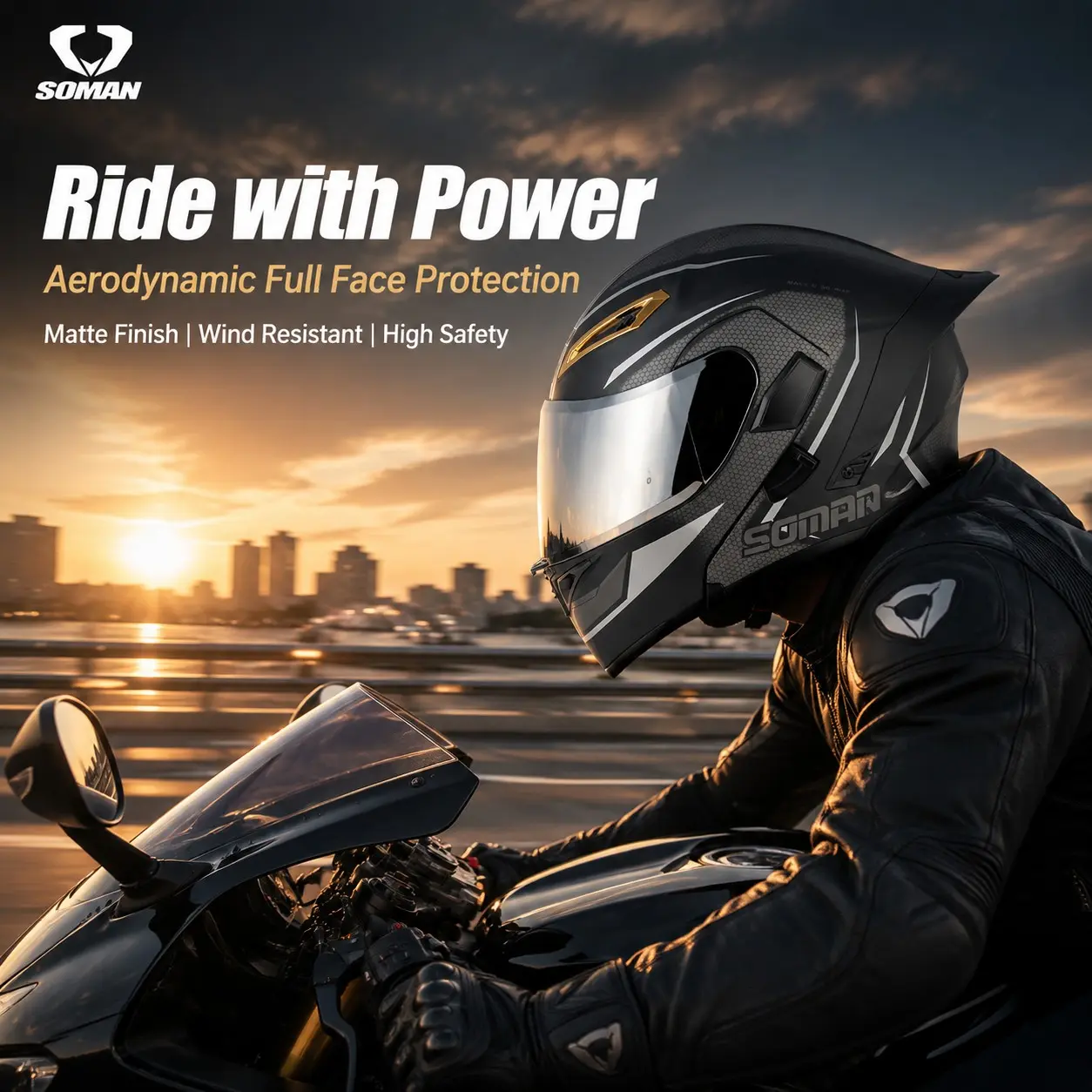 Lightweight Carbon Fiber Full Helmet, Dual Lens Design, Us & China Certified, Unisex Motorcycle Commuter Helmet
