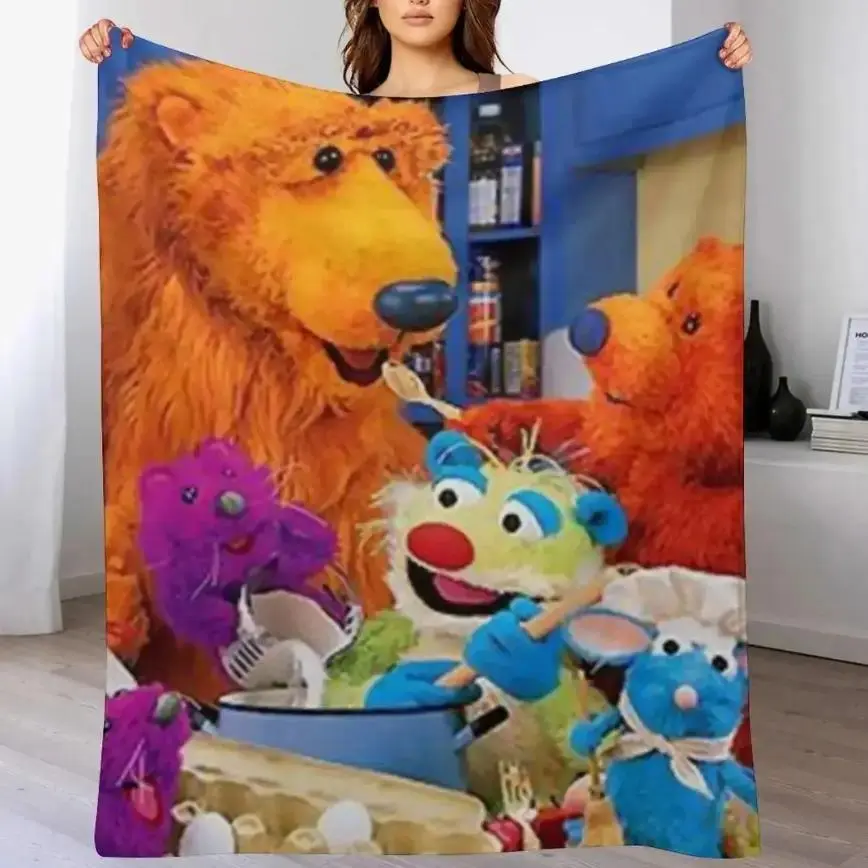 Bear in the Big Blue House Throw Blanket - Soft Plush Fleece Throw Blankets for Bed, Sofa, Couch, 90s Cartoon Room Decor Gift for Kids and Fans