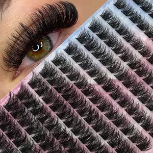 156pcs Bulk False Eyelashes, 10-16mm Mixed Length, D+ Curl, 3D Russian Cat Eye Style, Lightweight, Reusable, DIY, Holiday Gift