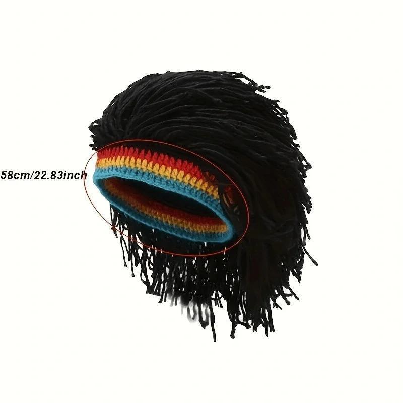 Unisex Synthetic False Braid Dreadlock Wig Beanie Caps Handmade Crochet Hat Gorro Rasta Jamaica African Party Hip Hop Dance Hat