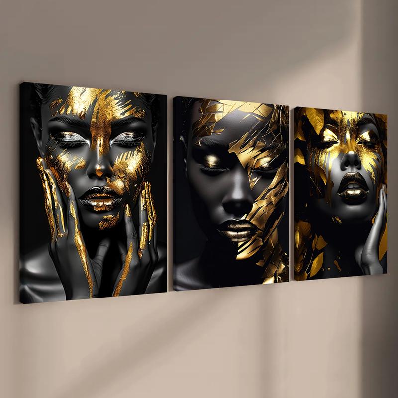 Wooden Framed Canvas Painting, 3 Counts Modern Graffiti Figure Pattern Poster, Fashion Figure Home Decoration, Room Mural, Office Decoration, Wooden Wall Art