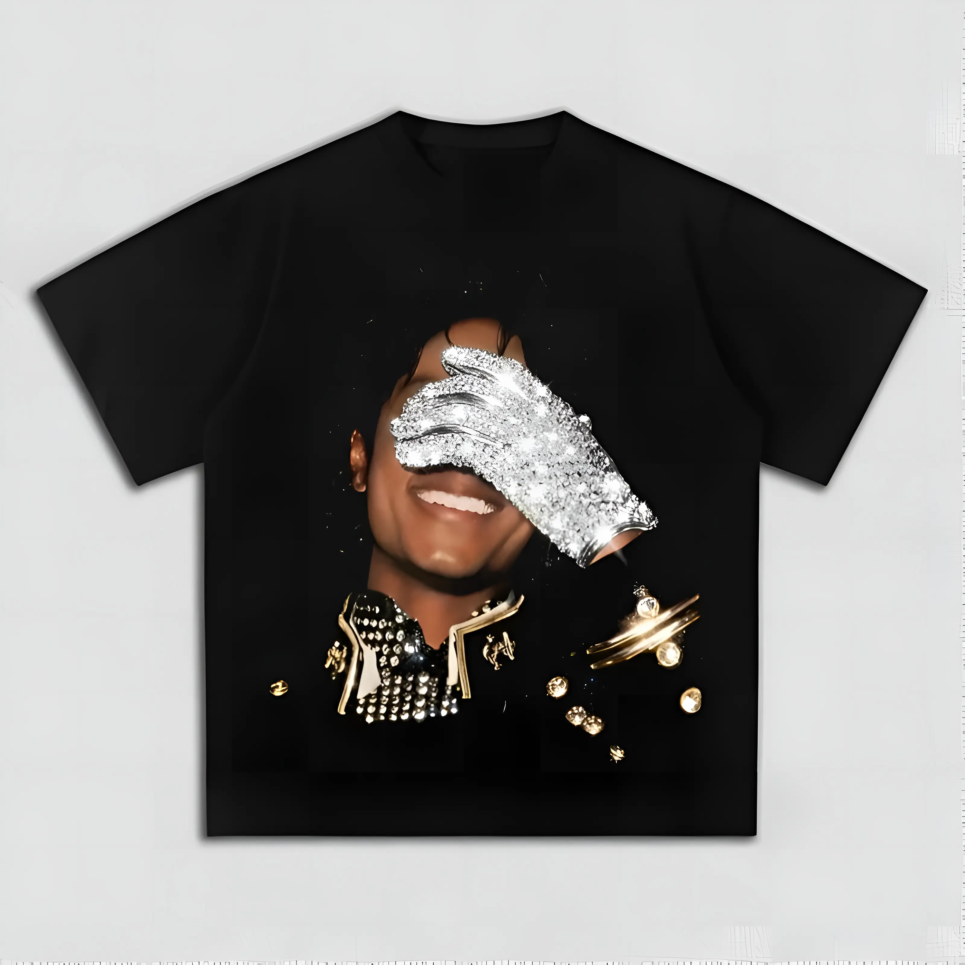 Women's Retro Michael Jackson Graphic T-Shirt, Loose Fit Hip Hop Streetwear Style in Lightweight Washed Cotton, Everyday Shortsleeve, Tshirt, Street Style, Printed, Basic, Casual, Heat Transfer Ink, Graphic Print, Party, Tops, Outdoor, Thanksgiving, Easte