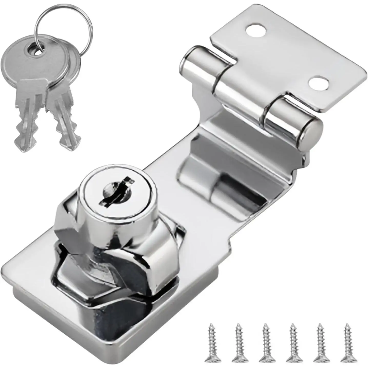 Keyed Hasp Lock, 90 Degrees Lock Hasp T-wist Knob Keyed Locking Hasp Safety Door Clasp for Small Doors Drawer and Cabinets()