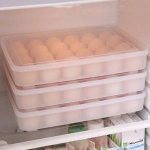 24 Egg Storage Holder for Refrigerator, Stackable Covered Egg Tray Container with Lid, Clear Plastic Organizer for Fresh Egg Protection, 1-Pack Deviled Egg Dispenser with 24-Egg Capacity Each