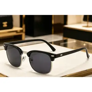 Vintage Retro Rivet Half-Frame Aviator Mirrored Sunglasses for Women, Men's Trendy Casual Shades for Outdoor Sports & Activities, Trendy Casual Sunglasses