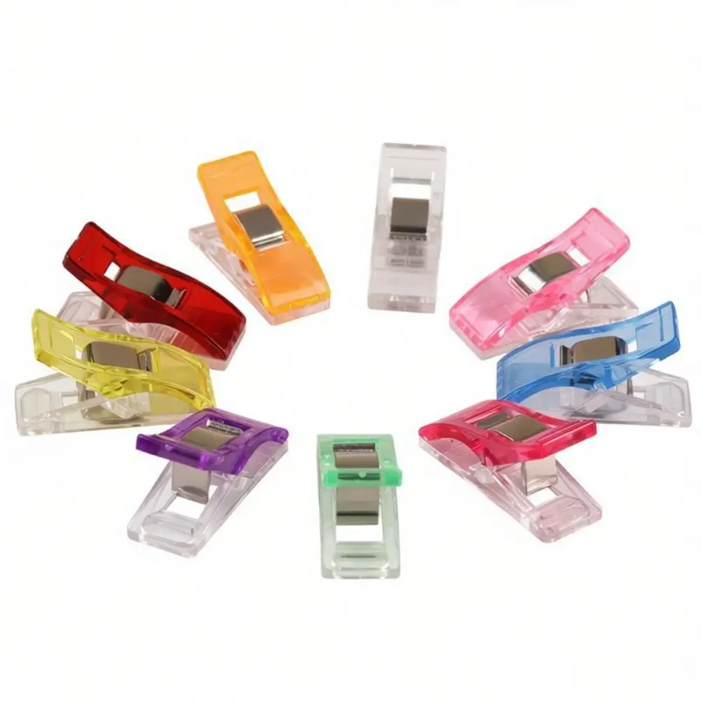 9Pcs Random Color Plastic Sewing Clips, Colorful Multipurpose Craft Fastener Clips, Safe Alternative to Pins for Sewing, Crocheting, Knitting, Clothing Making & Paper Binding DIY Craft Tools