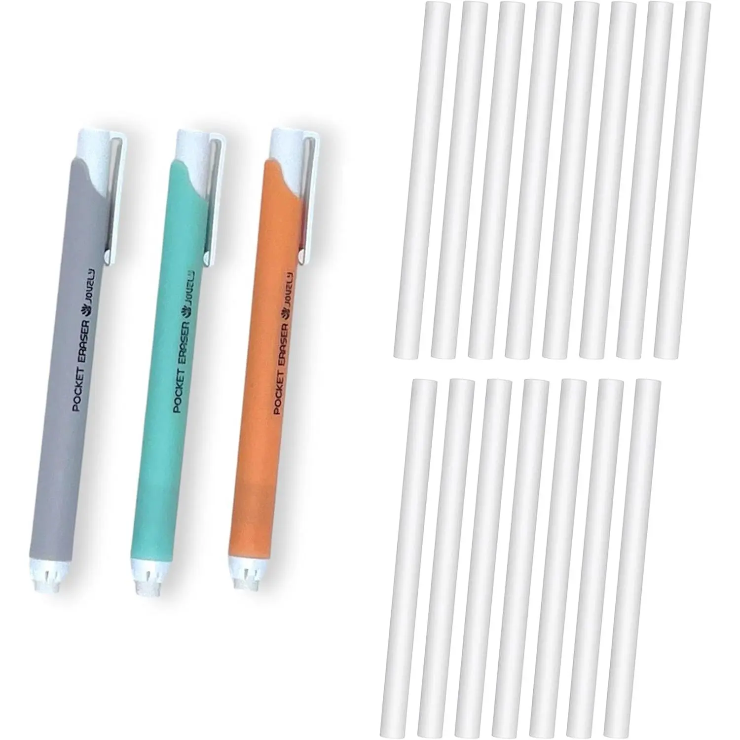 Mechanical Pocket Eraser, Retractable Pen-Style Eraser for Precision Erasing, Portable Push-Button Eraser for Artists, Students, Office Use (with 15 Refills)