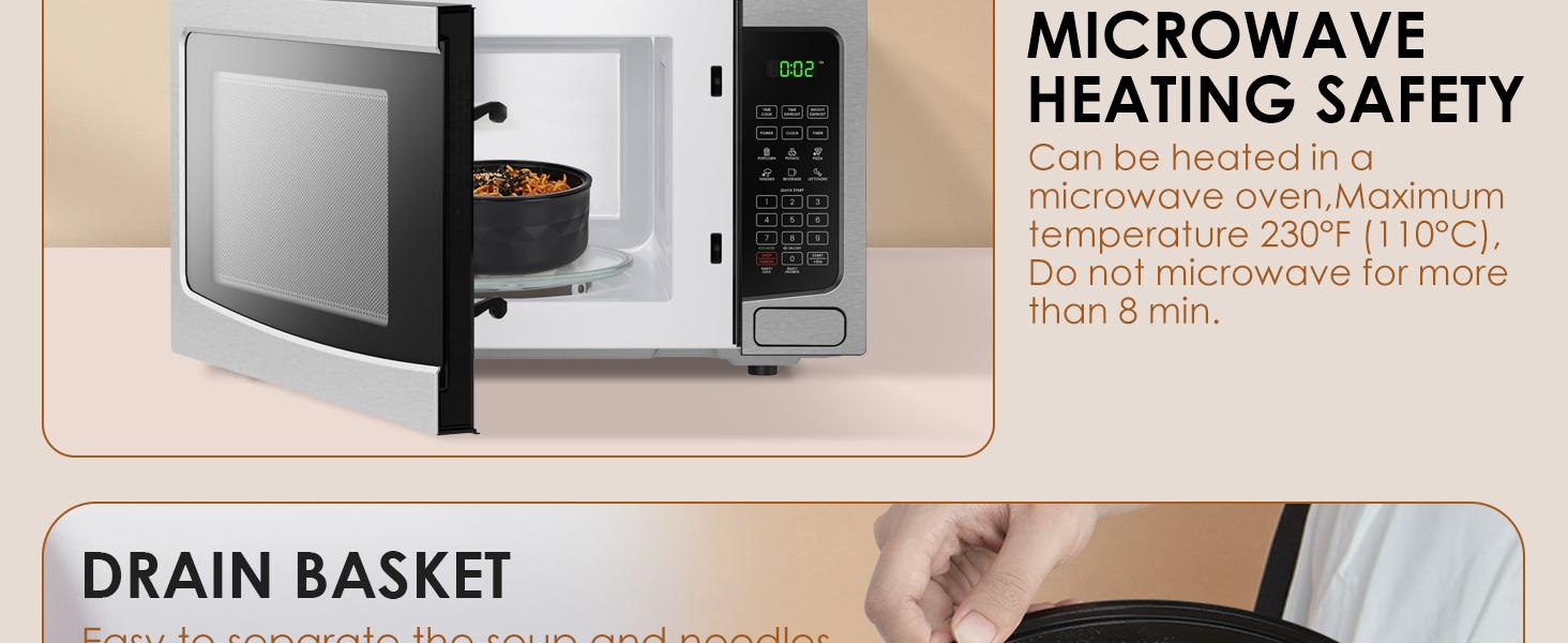 Ramen Bowl Set, Ramen Cooker 33 oz, Ramen Bowls with Chopsticks and Spoon, Microwave Pasta Cooker, College Dorm Essentials for Girls Guys (Black)