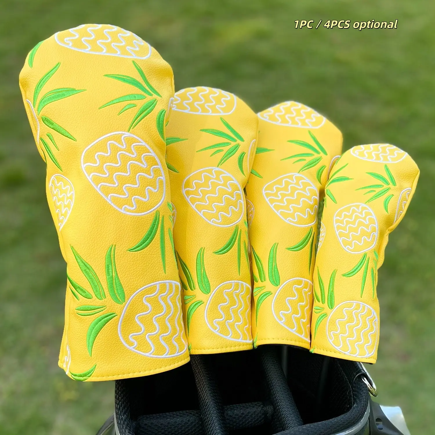 Tropical Pineapple & Leaf Pattern Golf Head Cover, Durable Protective Case for 1pc/3pcs, Stylish Design for Golfers, Golf Club Protector, Golf Accessory
