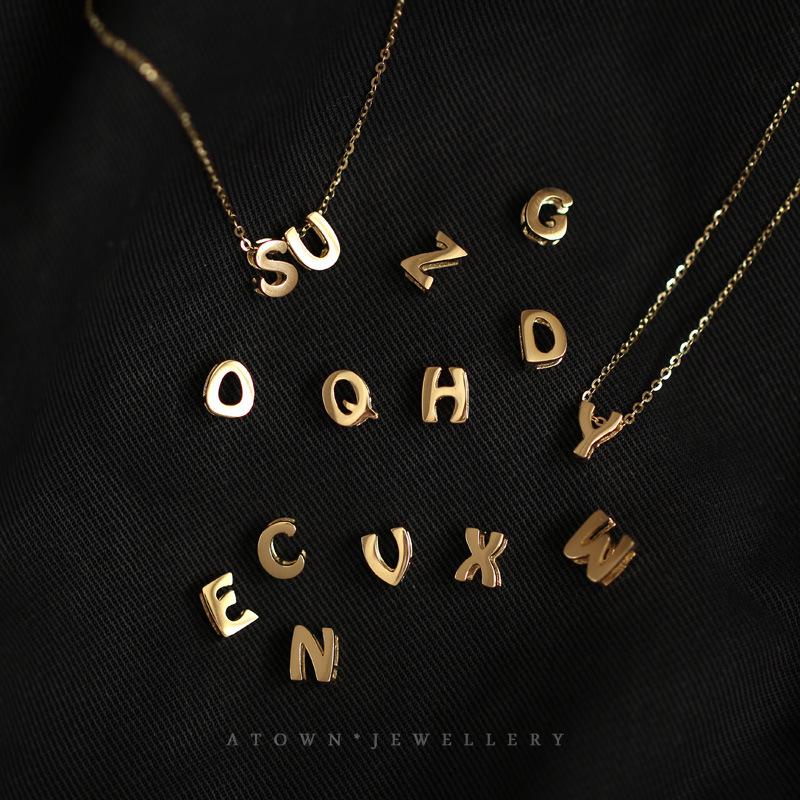 Sterling Silver 925 Personalized Name Necklace Custom Initial Letter Pendant Dainty 14K Gold Plated Cute Mini Jewelry Gift For Her Him Couple Anniversary Birthday Present