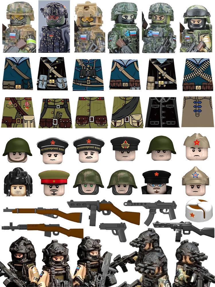 WWII Military Soldier Building Blocks Figures UK USA Soviet Accessories SWAT Special Forces FSB Helmet Shield Gun Gift Toys Z005 popular