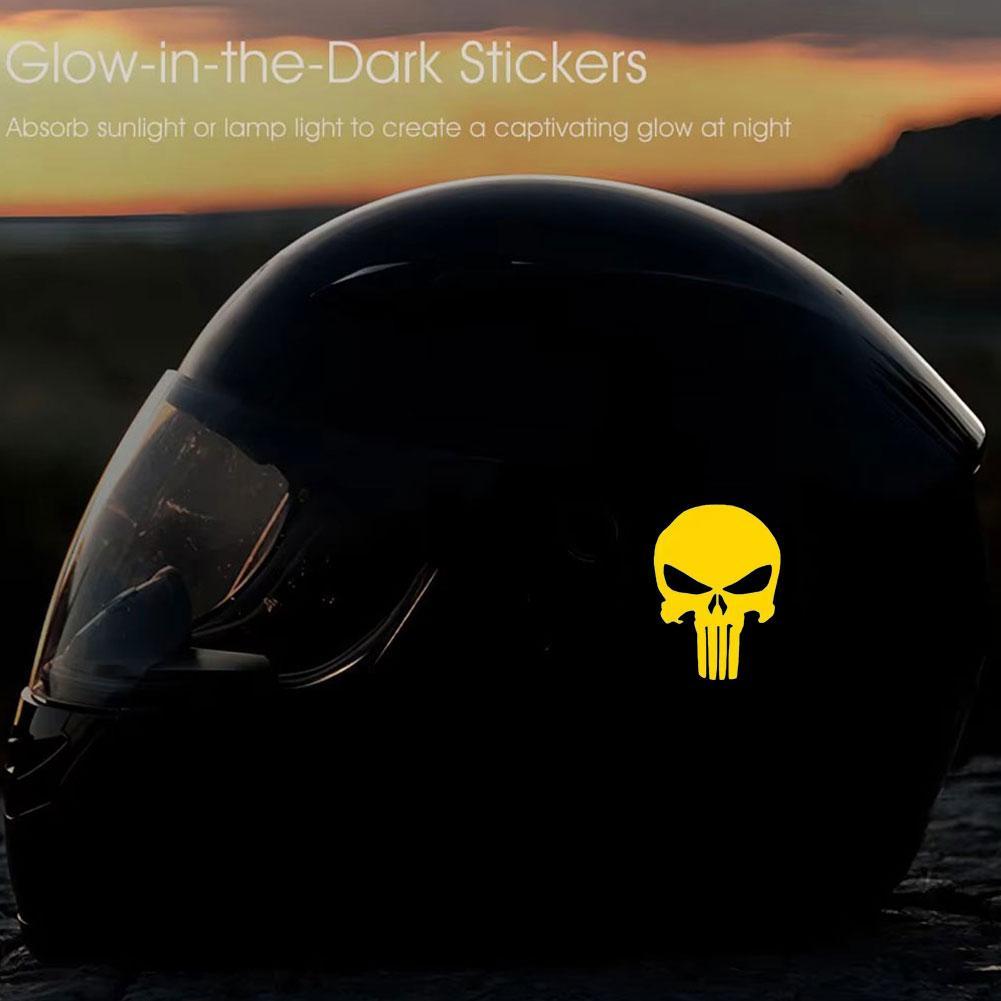 1pc Skull Head Motorcycle Glow Stickers Waterproof Moto Helmet Decoration Motorbike Fuel Tank Side Fairings Decal Accessories
