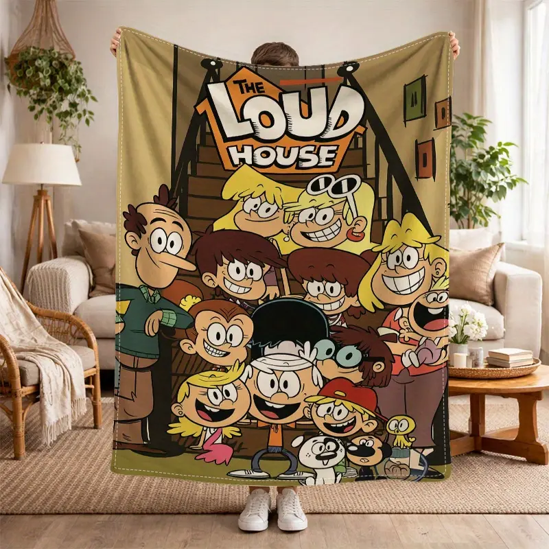 Anti-Shedding The Loud House Cartoon Flannel Blanket - Cozy Warm All-Season Bedding Throw, Multi-Purpose for Sofa-Bed Use, Ideal Gift for Show Fans
