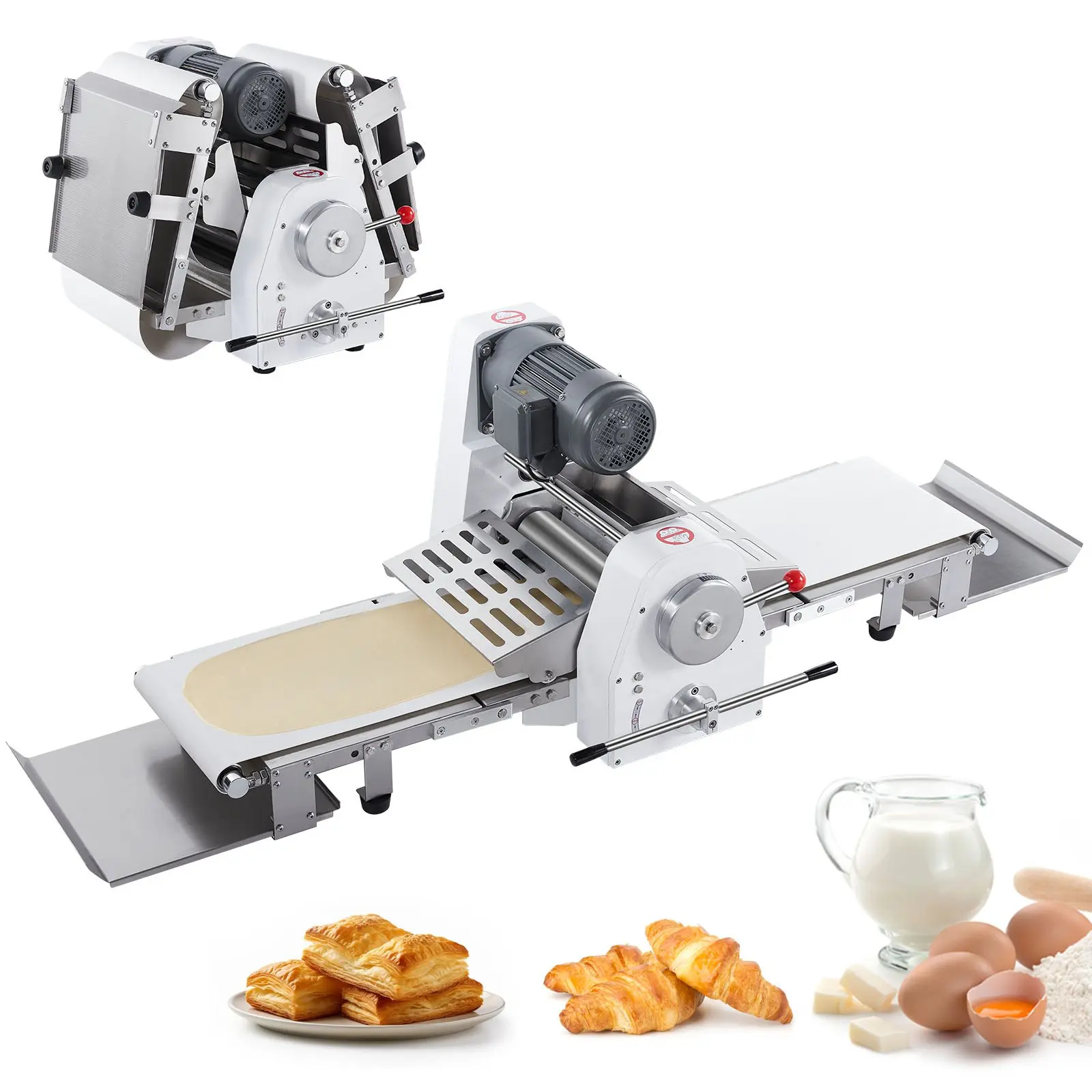 【Black Friday】VEVOR Commercial Metal Dough Sheeter Machine, 15.7-Inch Electric Reversible Roll Dough Roller, 0-1.4" Adjustable Thickness Foldable Kitchen Tool for Bakeries, Pastry