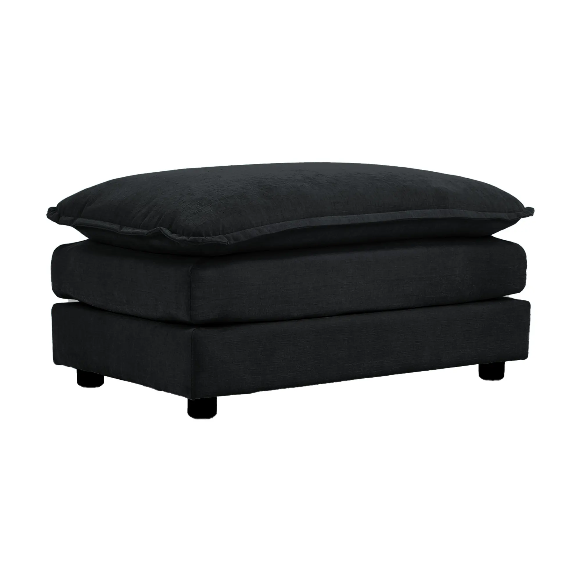 ARCH Chenille Fabric Ottoman Footrest for Living Room, Black Soft Foot Stool with Storage, Comfy Footrest for Sofa Couch, Modern Accent Stool for Bedroom, Durable Upholstered Footstool, 1-Pack, Living Room Furniture for Apartment, Lounge